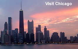 Chicago from Michigan lake at sunset